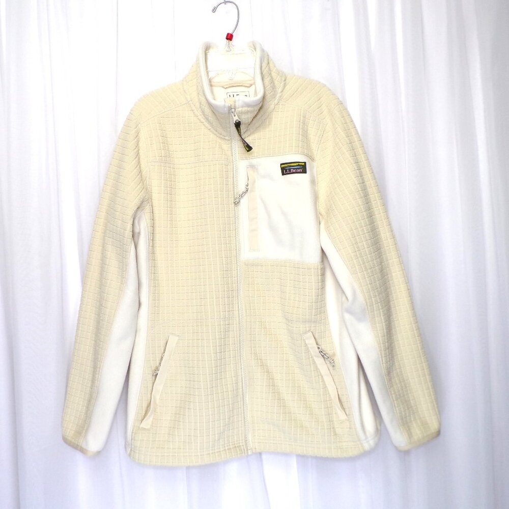 L L Bean Mountain Classic Windproof Fleece Jacket Women Sz Large Regular Natural